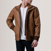 Lester Ruskea Suede Nahkainen Pommitakki Miehille – alternate product view 1