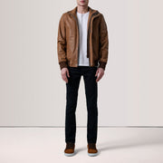 Lester Ruskea Suede Nahkainen Pommitakki Miehille – alternate product view 2