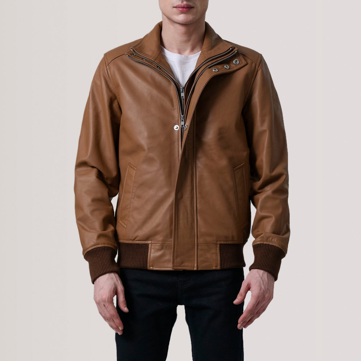 Lester Ruskea Suede Nahkainen Pommitakki Miehille – alternate product view 4