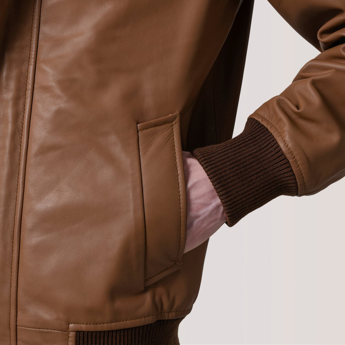 Lester Ruskea Suede Nahkainen Pommitakki Miehille – alternate product view 6