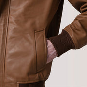 Lester Ruskea Suede Nahkainen Pommitakki Miehille – alternate product view 6