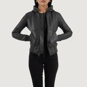 
Luna Hooded Nahkainen Pommitakki Naisille – alternate product view 1