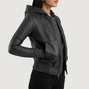 
Luna Hooded Nahkainen Pommitakki Naisille – alternate product view 2