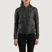
Luna Hooded Nahkainen Pommitakki Naisille – alternate product view 4