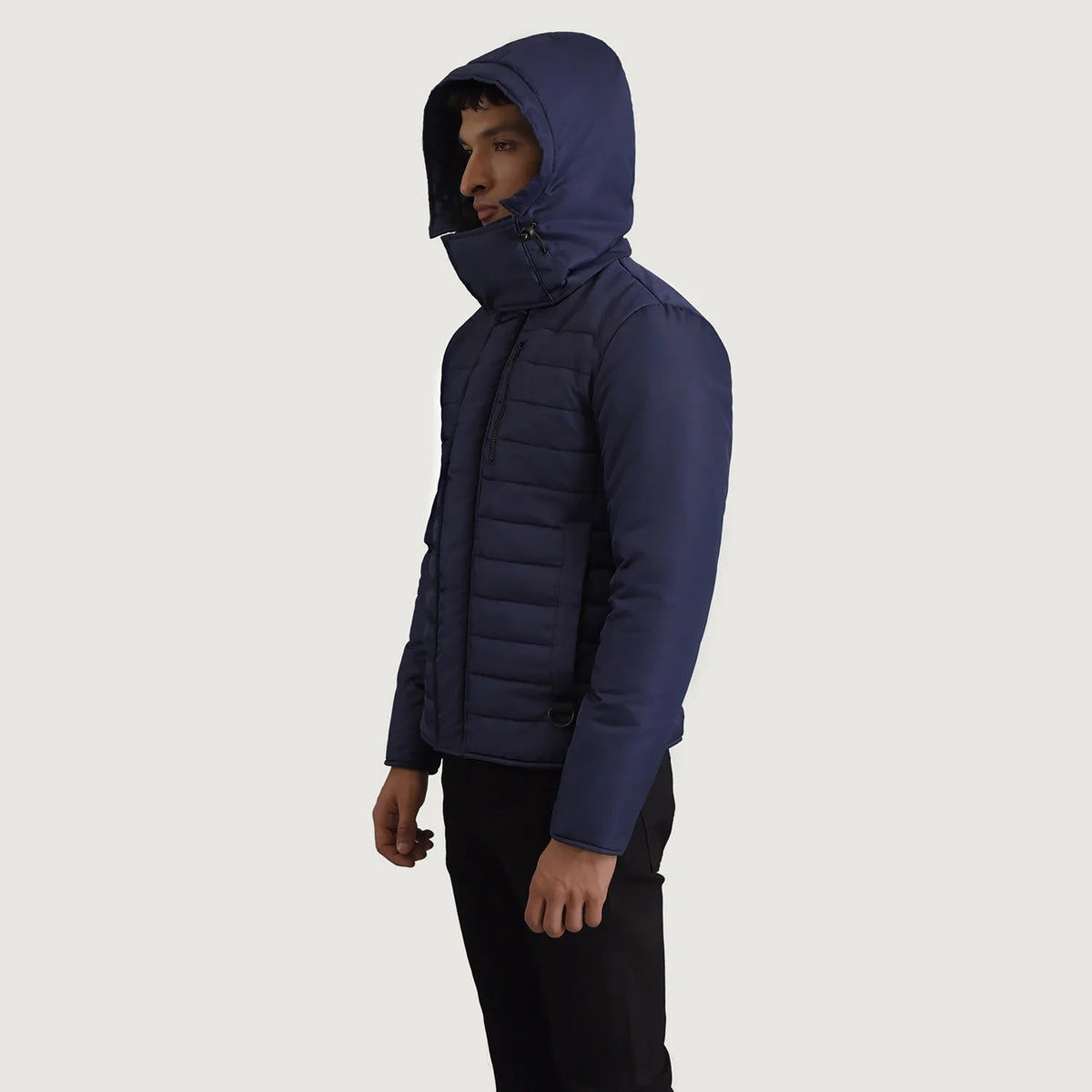 
Blue Full-Grain Leather Hooded Jacket - Takaa istuvilla olkapäillä ja siistillä helmalla