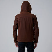 Close-Up Detail of Hooded &amp; Zipper with placket Hardware on Marlo Ruskea Canvas Hooded Work Nahkatakki Miehille For Men