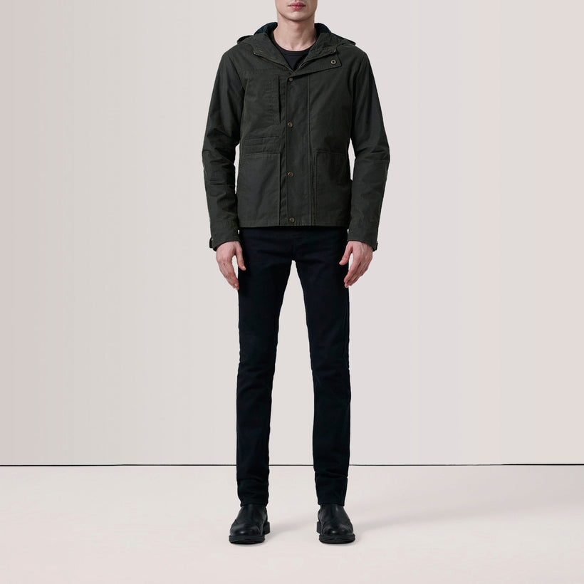 Marlo Olive Canvas Hooded Work Nahkatakki Miehille