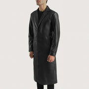 
Black Cowhide Leather Winter Jacket - Takaa istuvilla olkapäillä ja siistillä helmalla