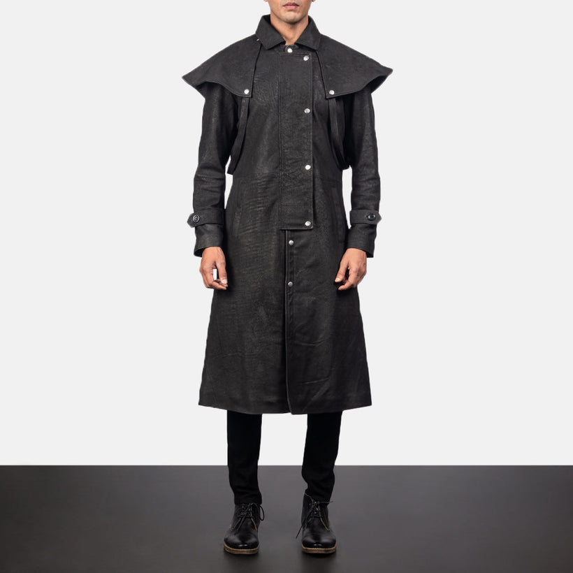 Maverick Musta Leather Duster Miehille