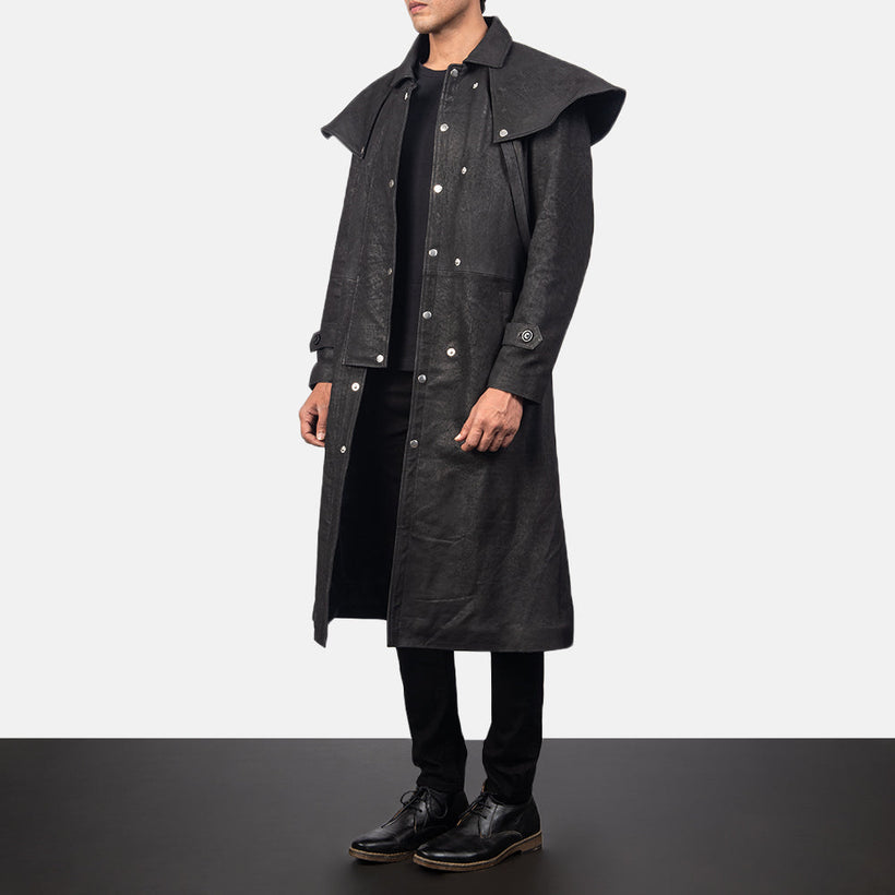 Maverick Musta Leather Duster Miehille