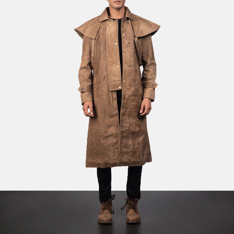 Maverick Ruskea Leather Duster Miehille