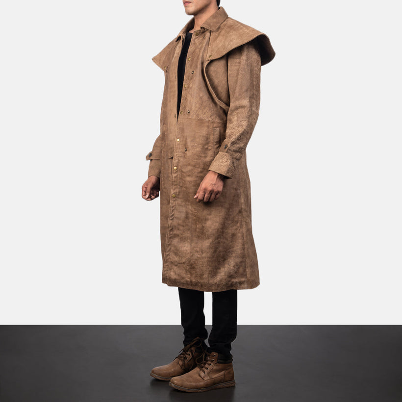 Maverick Ruskea Leather Duster Miehille
