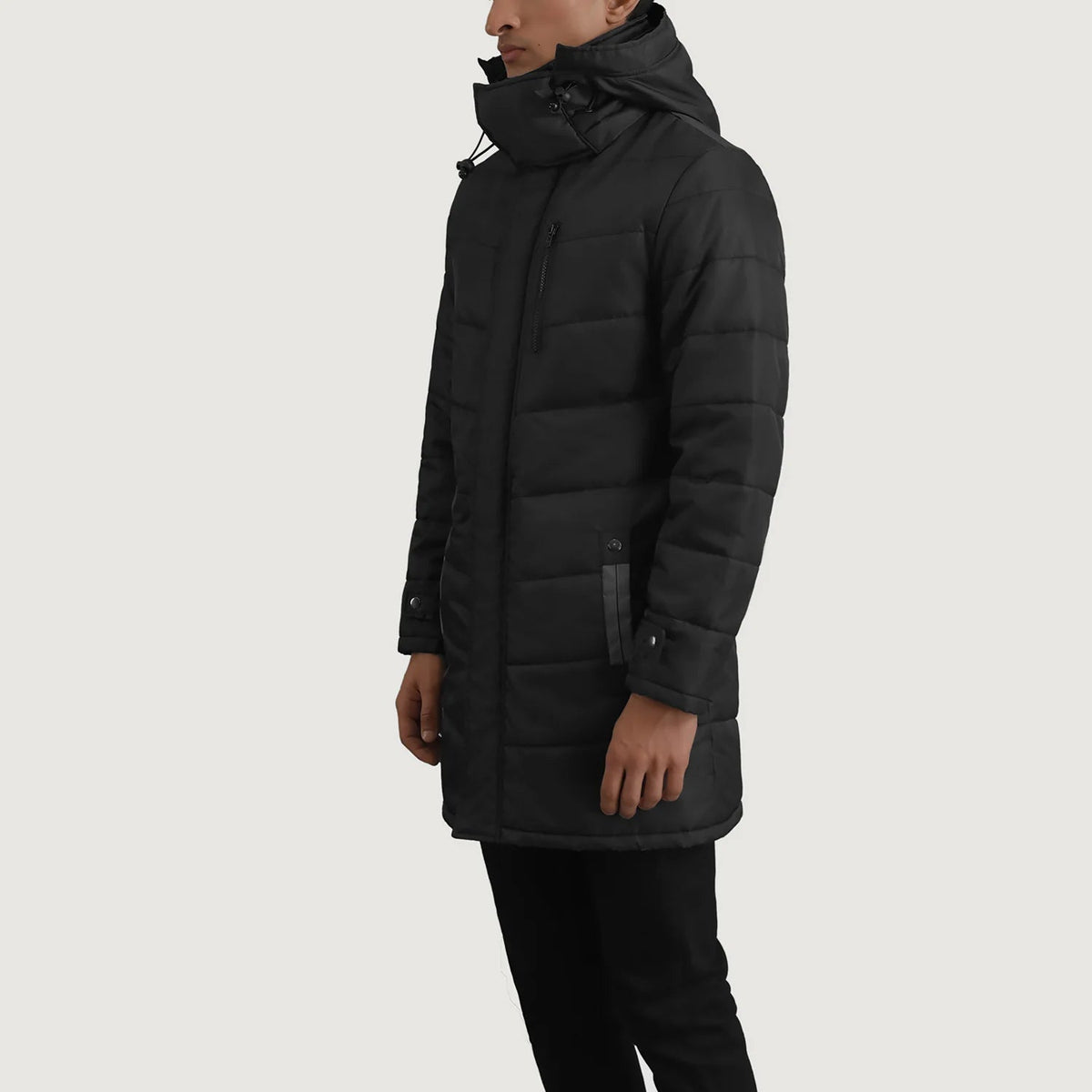 
Black Full-Grain Leather Hooded Jacket - Takaa istuvilla olkapäillä ja siistillä helmalla