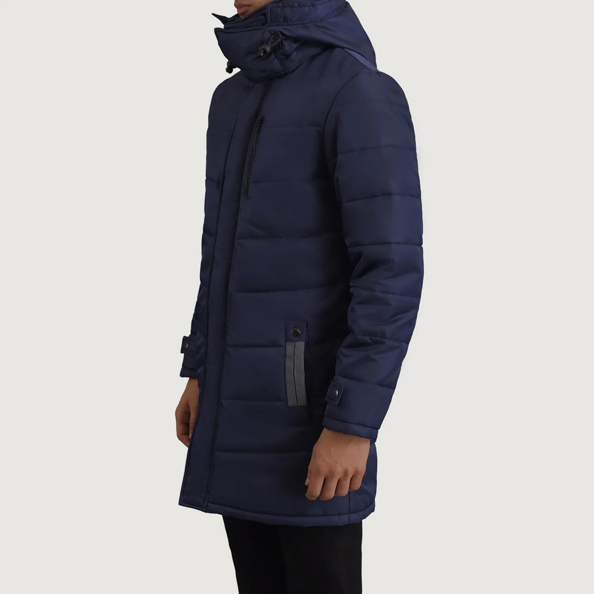 
Blue Full-Grain Leather Hooded Jacket - Takaa istuvilla olkapäillä ja siistillä helmalla