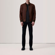 
Brown Waxed Cotton Canvas Bomber Jacket - Takaa istuvilla olkapäillä ja siistillä helmalla