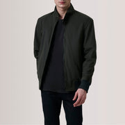 Morrison Olive Canvas Nahkainen Pommitakki Miehille For Men in Olive Waxed Cotton Canvas - Front Profile View &amp; Tailored Silhouette | Buy Online