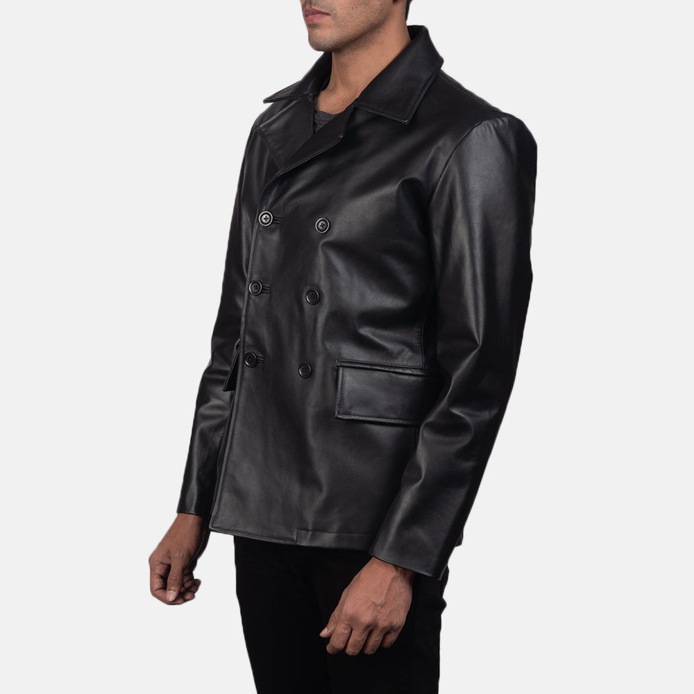 
Black Cowhide leather Blazer - Takaa istuvilla olkapäillä ja siistillä helmalla