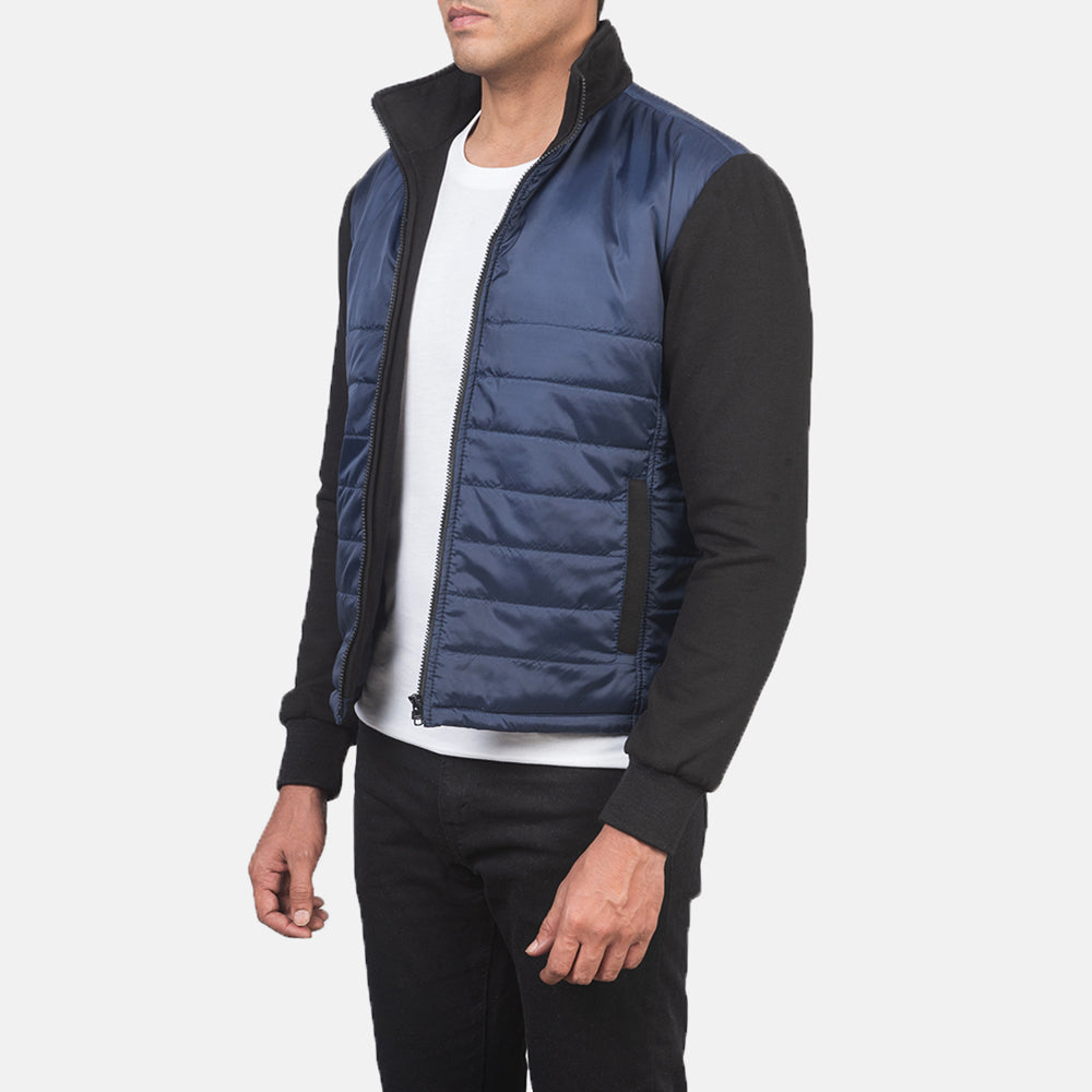 
Nashville Tepattu Sininen Windbreaker Nahkatakki Miehille - Takaa istuvilla olkapäillä ja siistillä helmalla