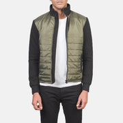
Nashville Tepattu Vihreä Windbreaker Nahkatakki Miehille in Green & Black Nylon (Torso) &Amp; Knitted Fabric (Sleeves) - Edestä ja räätälöity siluetti | Osta verkosta