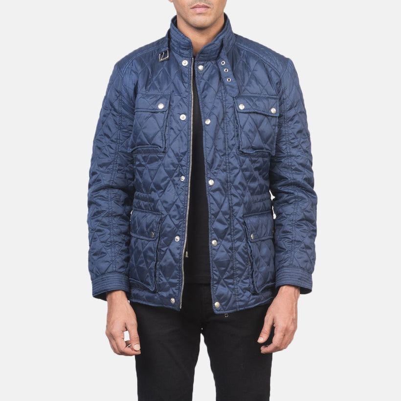Nelson Tepattu Sininen Windbreaker Nahkatakki Miehille