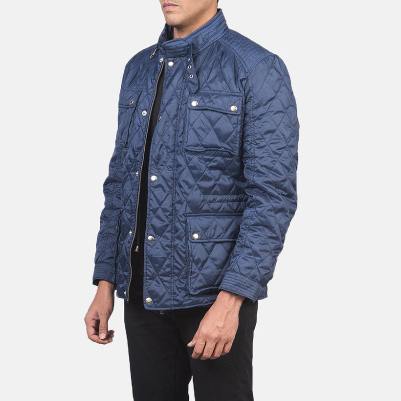 Nelson Tepattu Sininen Windbreaker Nahkatakki Miehille