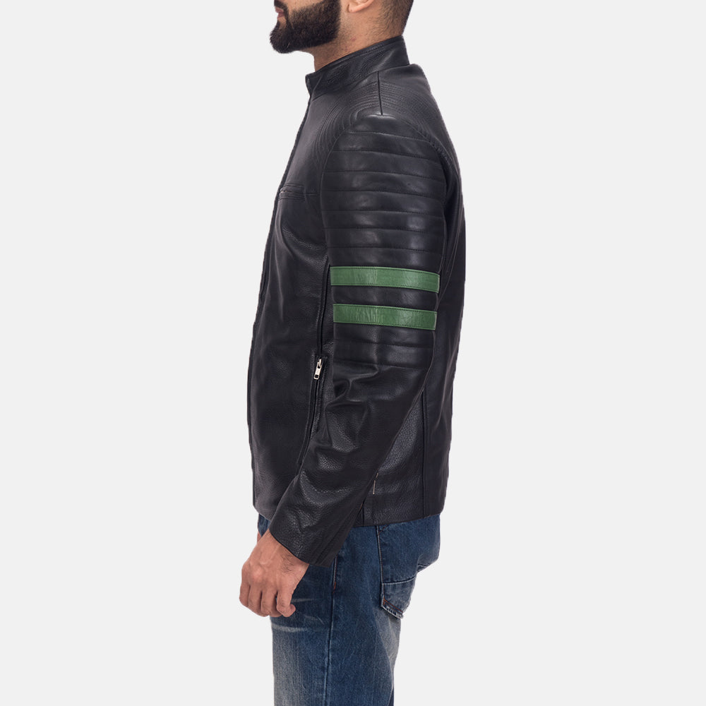 Night Trooper Nahkatakki Miehille - Lateral Side Profile View Showing Sleeve Cut &amp; Athletic Taper Fit