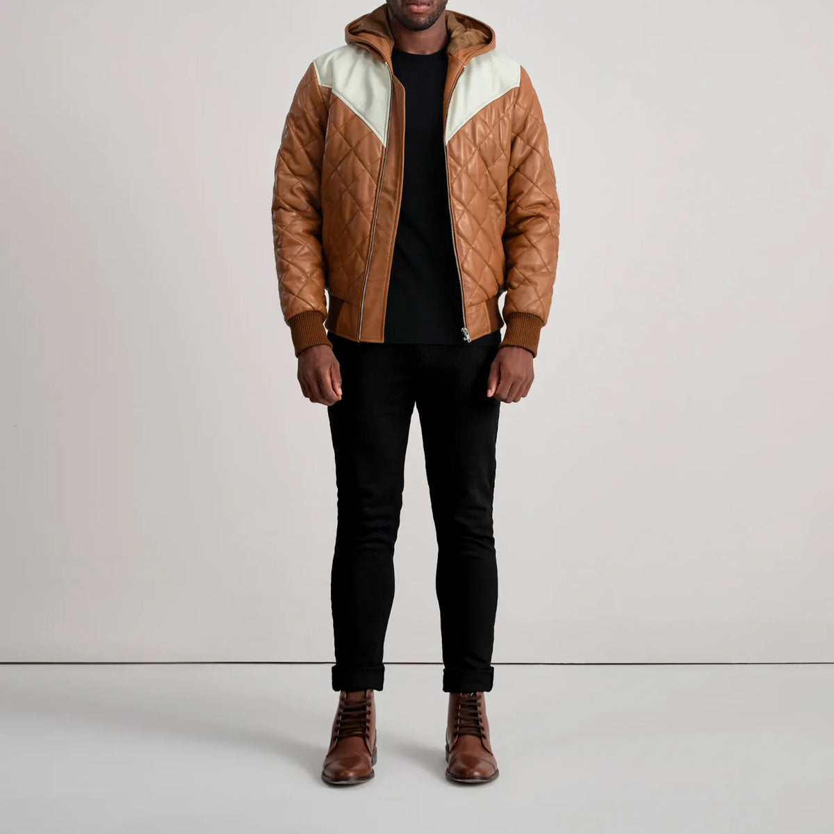 
Norman Nahkatakki Vaaleanruskea Puffer Nahkatakki Miehille – alternate product view 3
