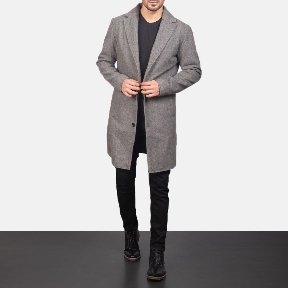 
Petrillo Grey Wool Single Breasted Nahkatakki pitkä Miehille in Grey Synthetic Wool - Edestä ja räätälöity siluetti | Osta verkosta