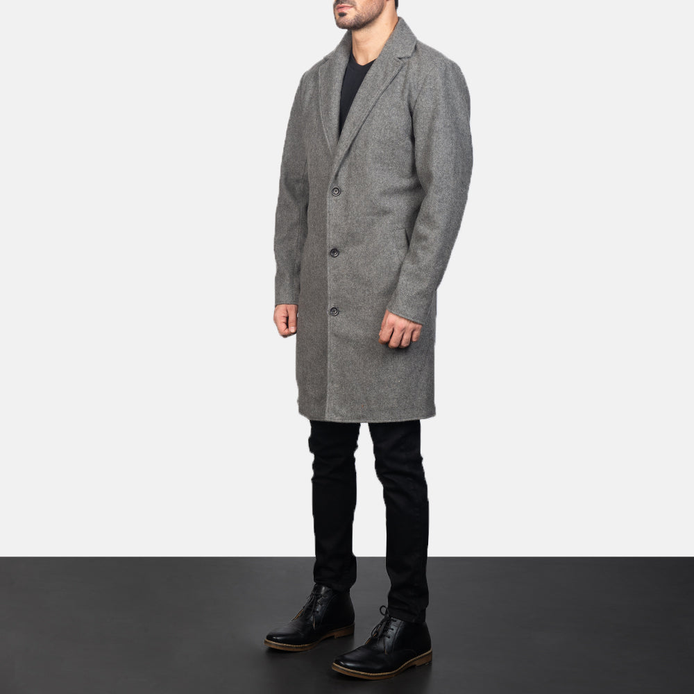 
Grey Synthetic Wool Trench Coat - Takaa istuvilla olkapäillä ja siistillä helmalla