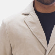Men's Professor By Day Suede Nahkainen Bleiseri Miehille - Lateral Side Profile View Showing Sleeve Cut &amp; Athletic Taper Fit
