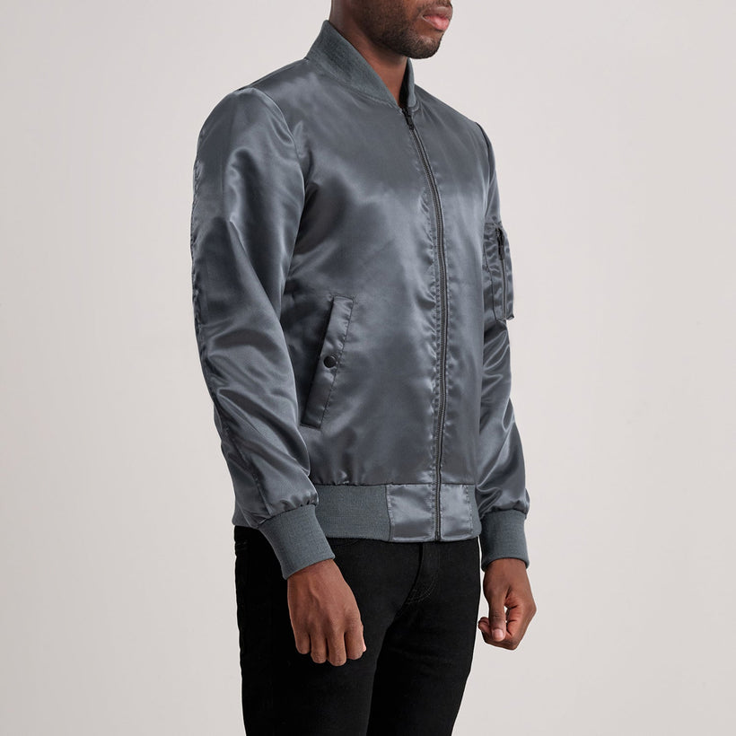 Quinton MA-1 Grey Nahkainen Pommitakki Miehille