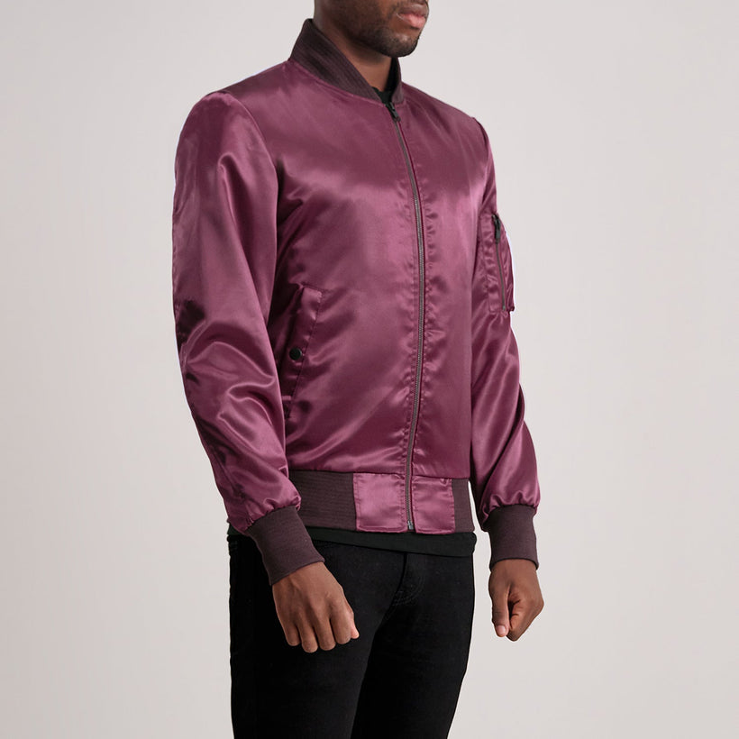 Quinton MA-1 Maroon Nahkainen Pommitakki Miehille