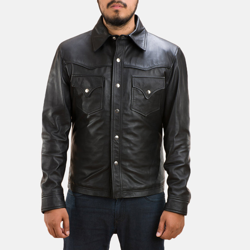 Ranchson Musta Leather Shirt Miehille