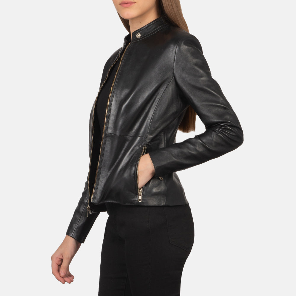 Rave Ruskea Nahkainen Biker-takki Naisille – alternate product view 3