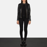 Rave Ruskea Nahkainen Biker-takki Naisille – alternate product view 4