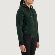 
Green Goatskin Suede Bomber Jacket - Takaa istuvilla olkapäillä ja siistillä helmalla