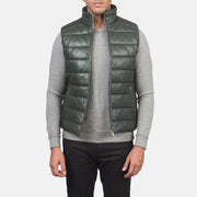 
Reeves Vihreä Leather Toppaliivi Miehille in Green Sheepskin Leather - Edestä ja räätälöity siluetti | Osta verkosta