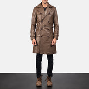 
Royson Ruskea Leather Duster Nahkatakki pitkä Miehille in Mocha Brown Calfskin Leather - Edestä ja räätälöity siluetti | Osta verkosta
