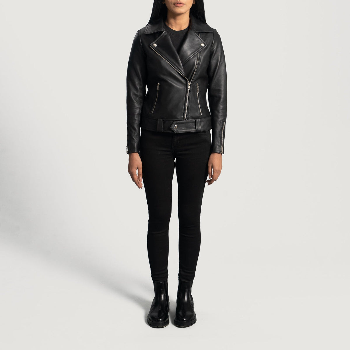 
Rumy Kastanjanruskea Nahkainen Biker-takki Naisille – alternate product view 3