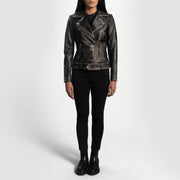 
Rumy Kastanjanruskea Nahkainen Biker-takki Naisille – alternate product view 3