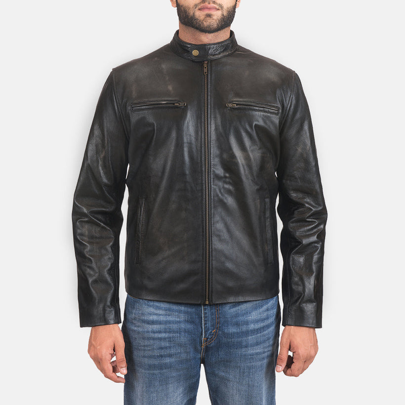 Rustic Nahkainen Biker-takki Miehille