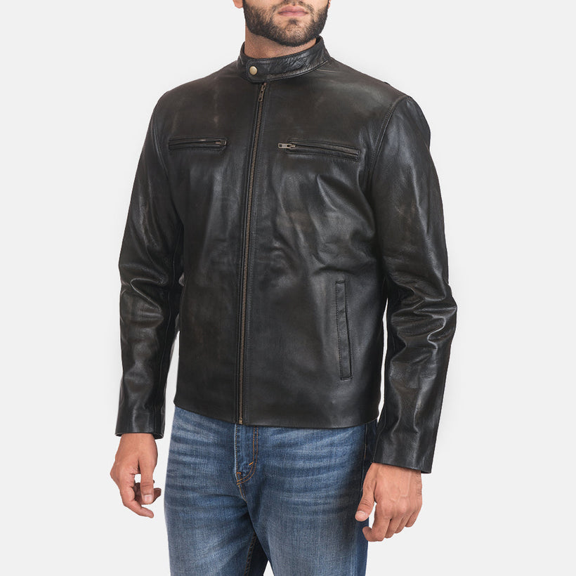 Rustic Nahkainen Biker-takki Miehille
