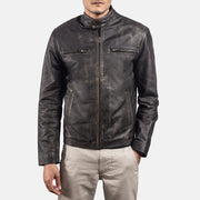 Rustic Nahkainen Biker-takki Miehille – alternate product view 3