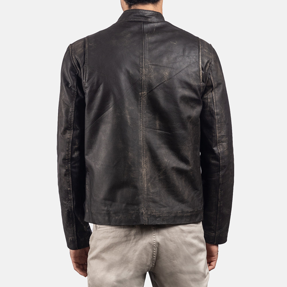Rustic Nahkainen Biker-takki Miehille – alternate product view 5