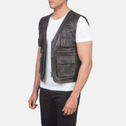 
Brown Sheepskin leather Vest - Takaa istuvilla olkapäillä ja siistillä helmalla