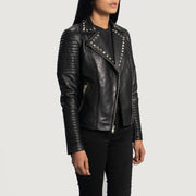 
Black Sheepskin Leather Biker Jacket - Takaa istuvilla olkapäillä ja siistillä helmalla