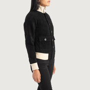 
Black Goatskin Suede Bomber Jacket - Takaa istuvilla olkapäillä ja siistillä helmalla