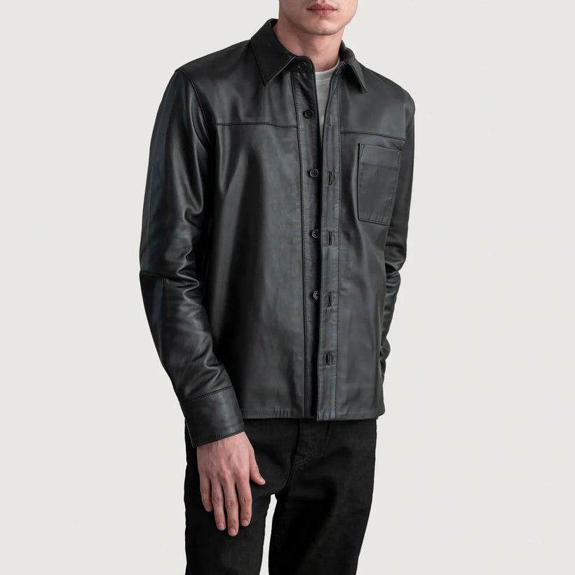 Scout Musta Leather Shirt Miehille