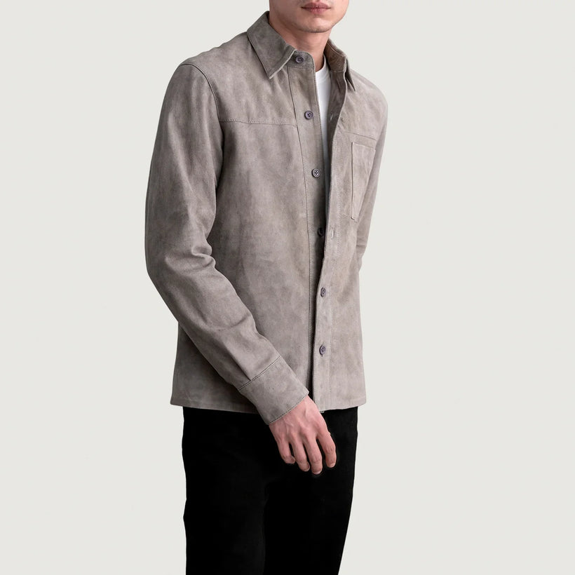 Scout Grey Suede Leather Shirt Miehille
