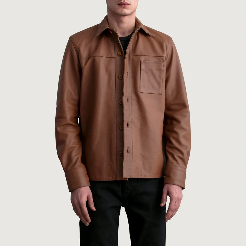 Scout Matte Ruskea Leather Shirt Miehille